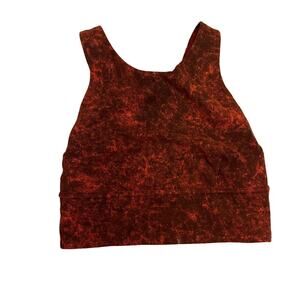 Lululemon Wunder Train High Neck Red Tie Dye Sports Bra Size Women's 2